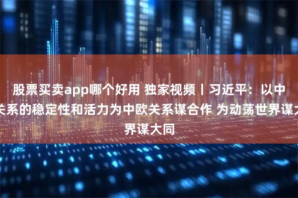 股票买卖app哪个好用 独家视频丨习近平:以中德关系的稳定性和活力为中欧关系谋合作 为动荡世界谋大同